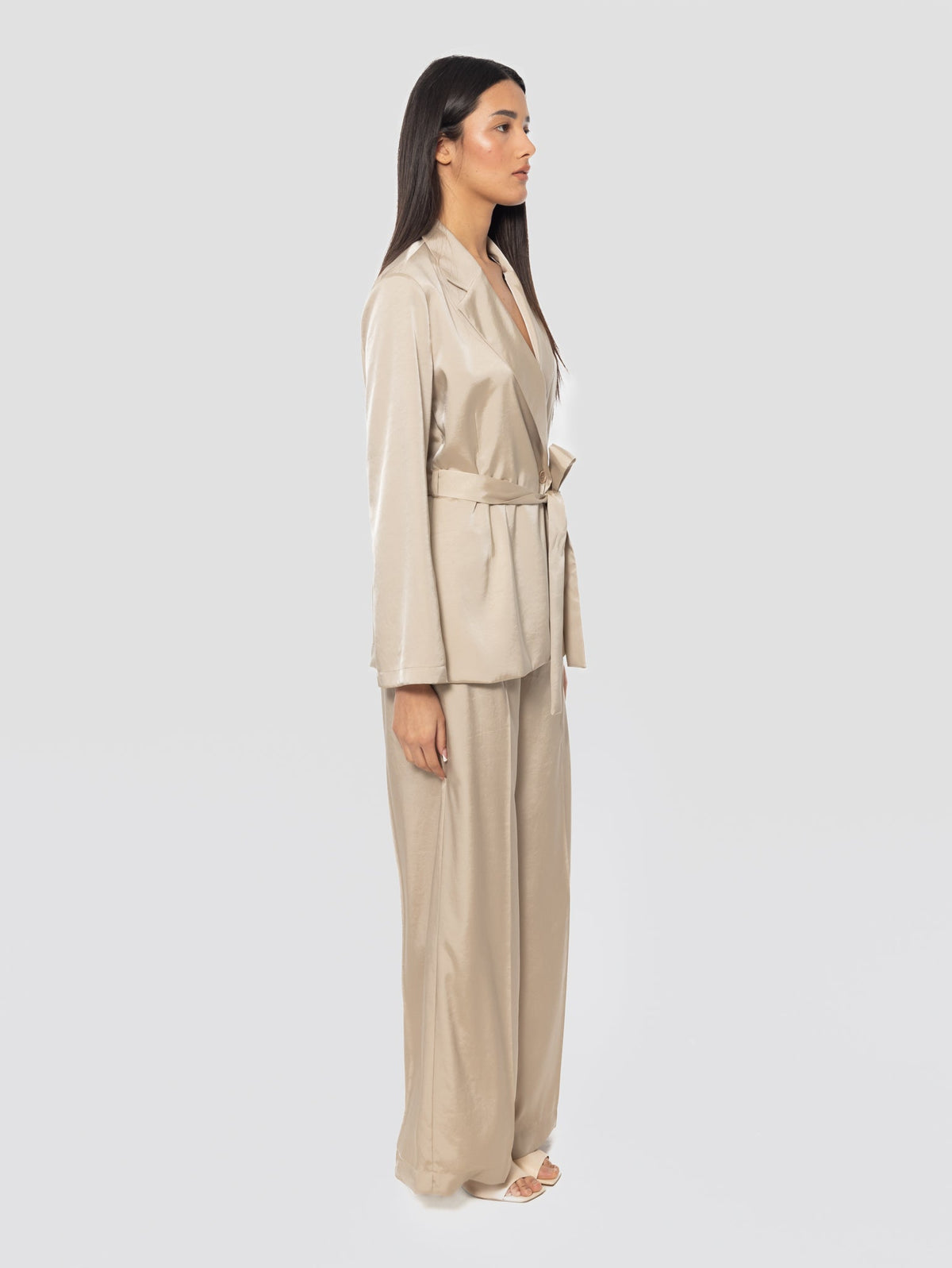 2026 New Arrival Pantaloni in Poly Twill Beige