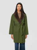 2026 New Arrival Cappotto con Cintura in Lana Verde