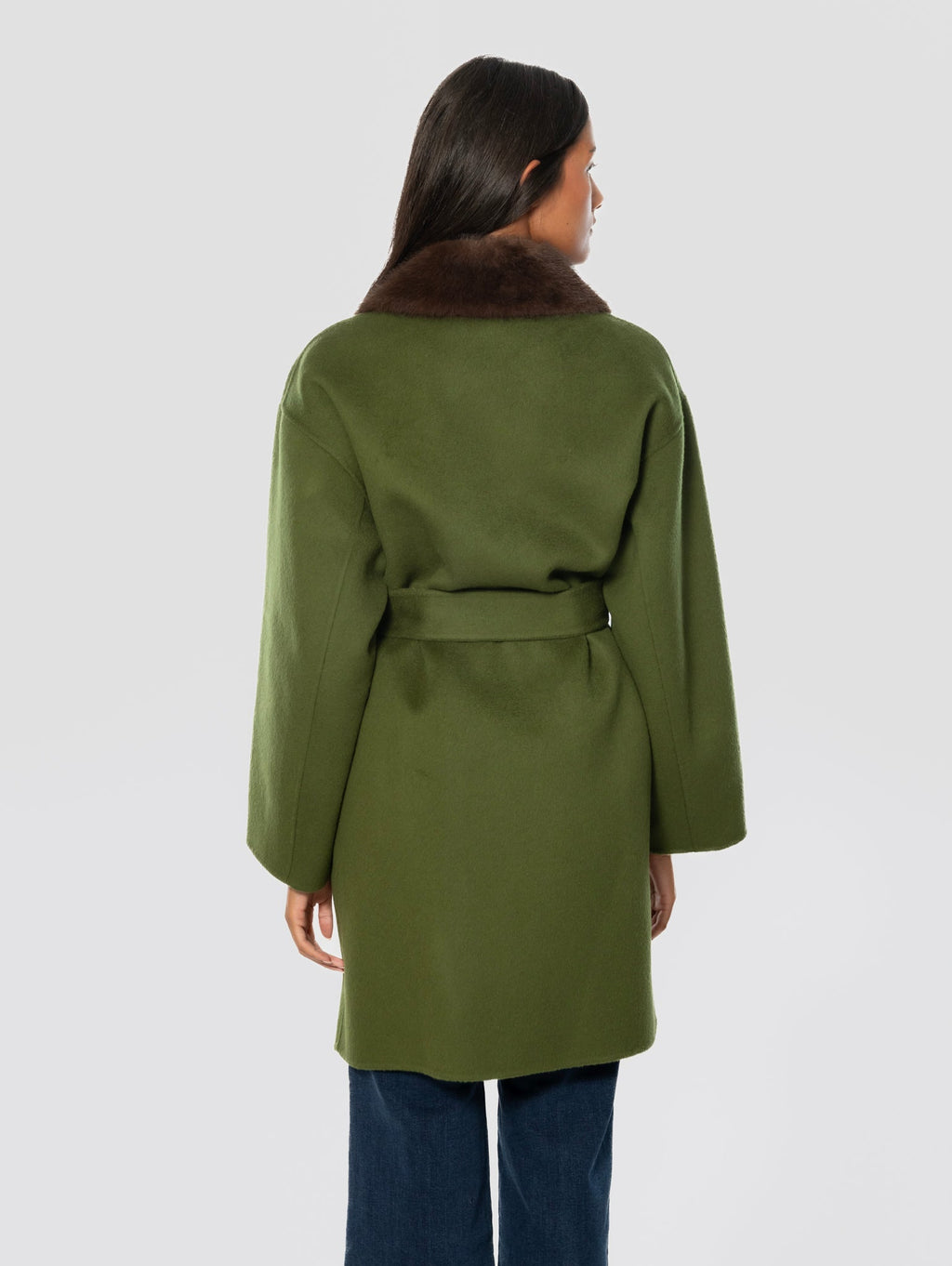 2026 New Arrival Cappotto con Cintura in Lana Verde
