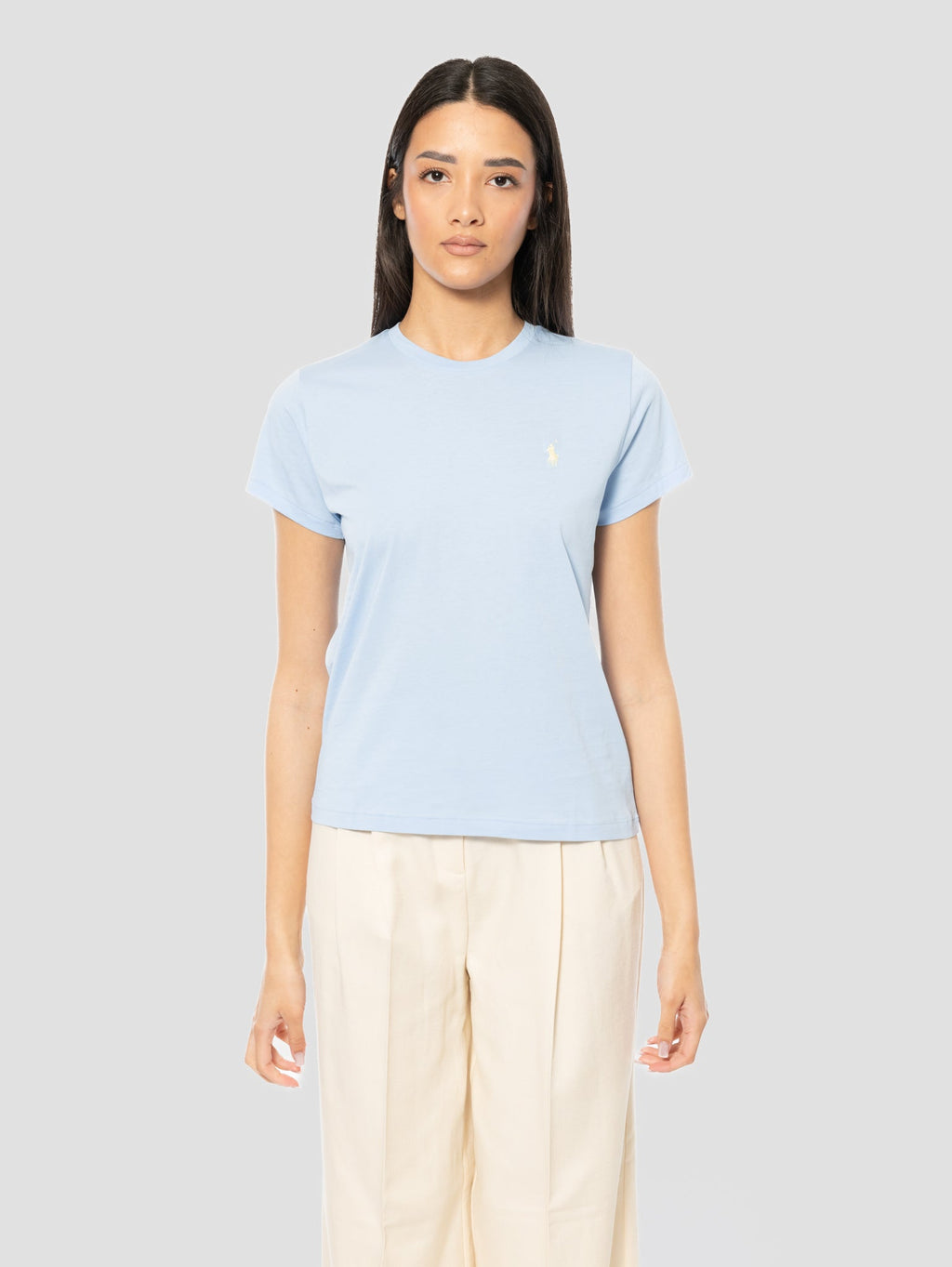 2026 New Arrival T-shirt Girocollo in Cotone Celeste
