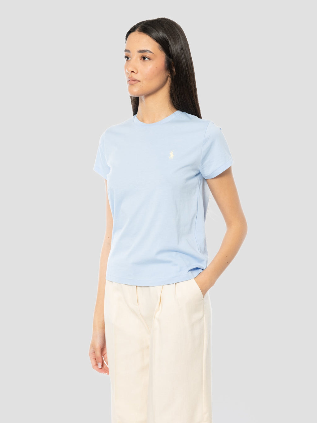 2026 New Arrival T-shirt Girocollo in Cotone Celeste