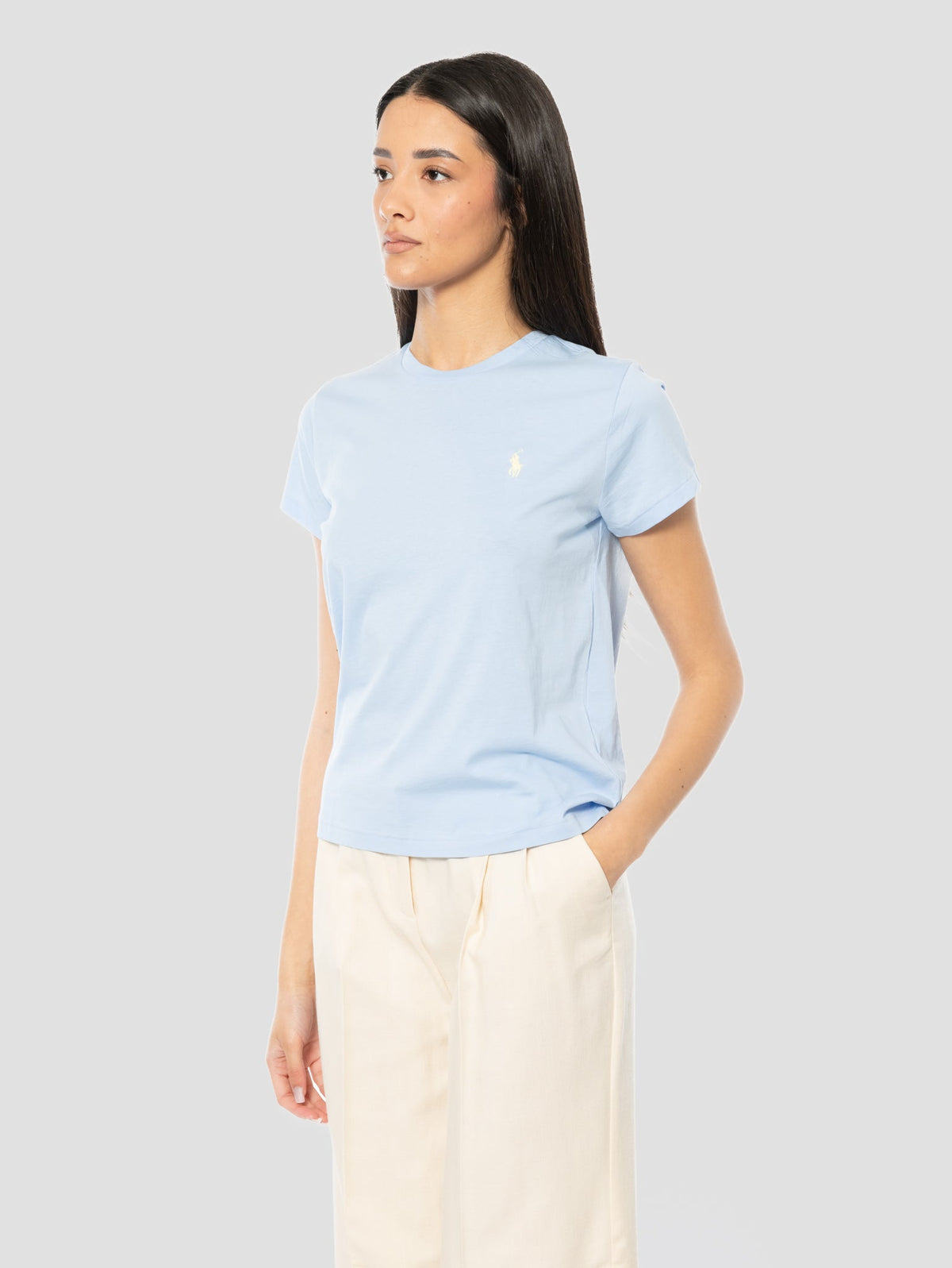 2026 New Arrival T-shirt Girocollo in Cotone Celeste