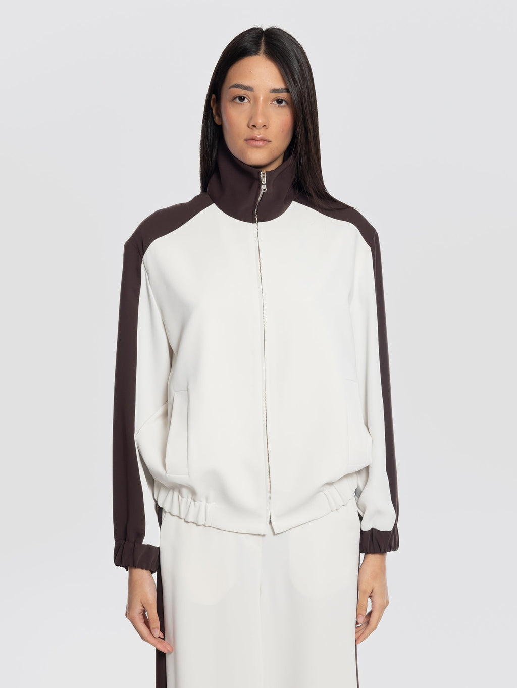2026 New Arrival Giubbotto Bicolor in Cady Panna/Marrone