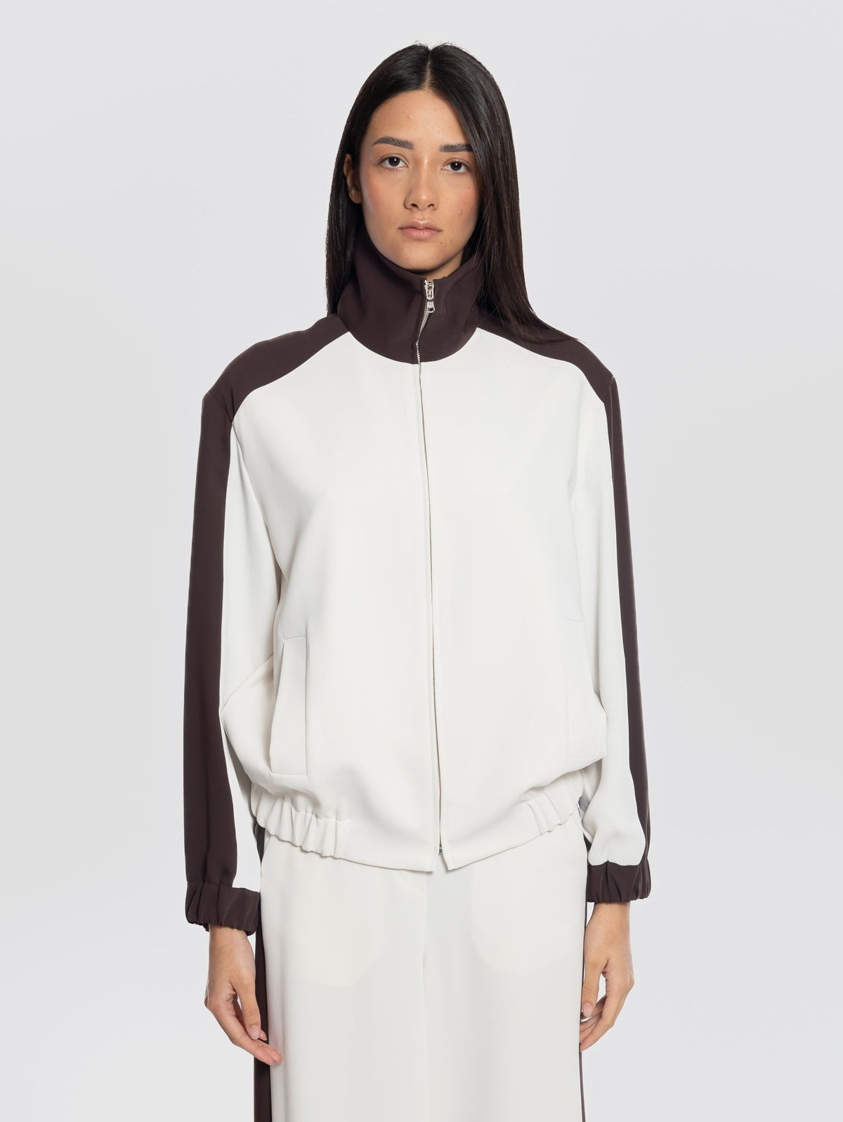 2026 New Arrival Giubbotto Bicolor in Cady Panna/Marrone
