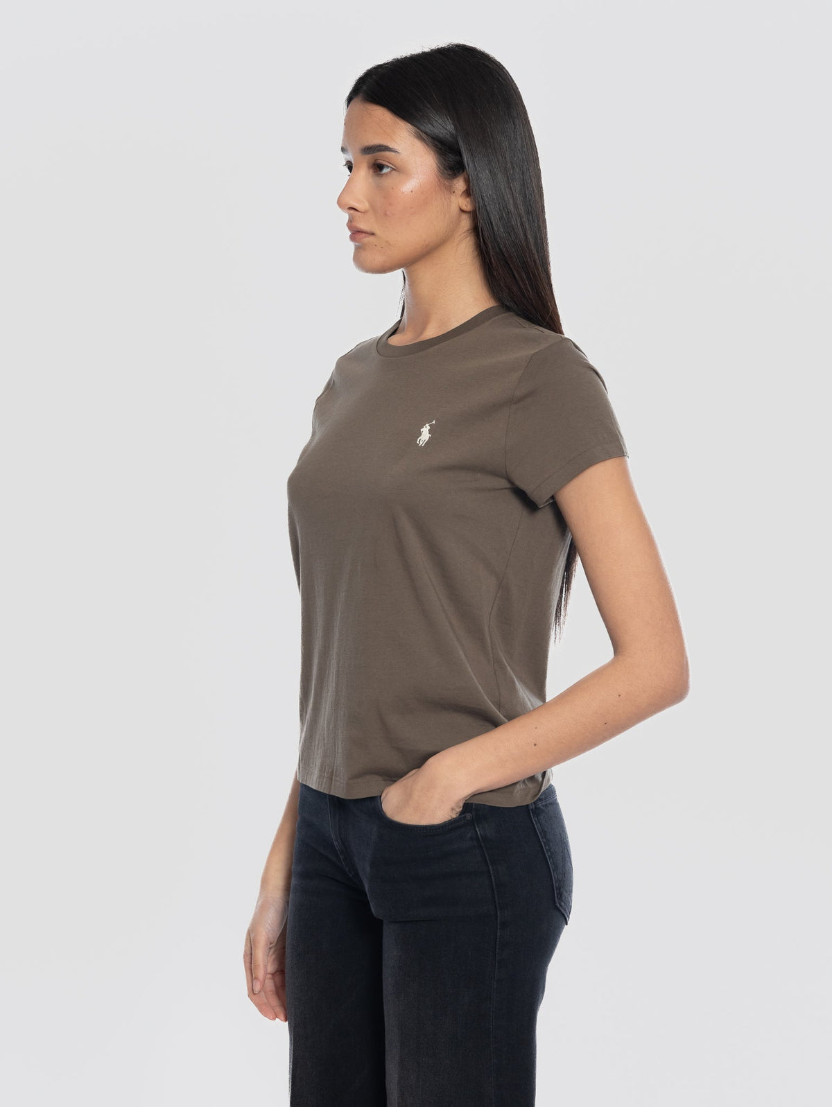 2026 New Arrival T-shirt Girocollo in Cotone Marrone