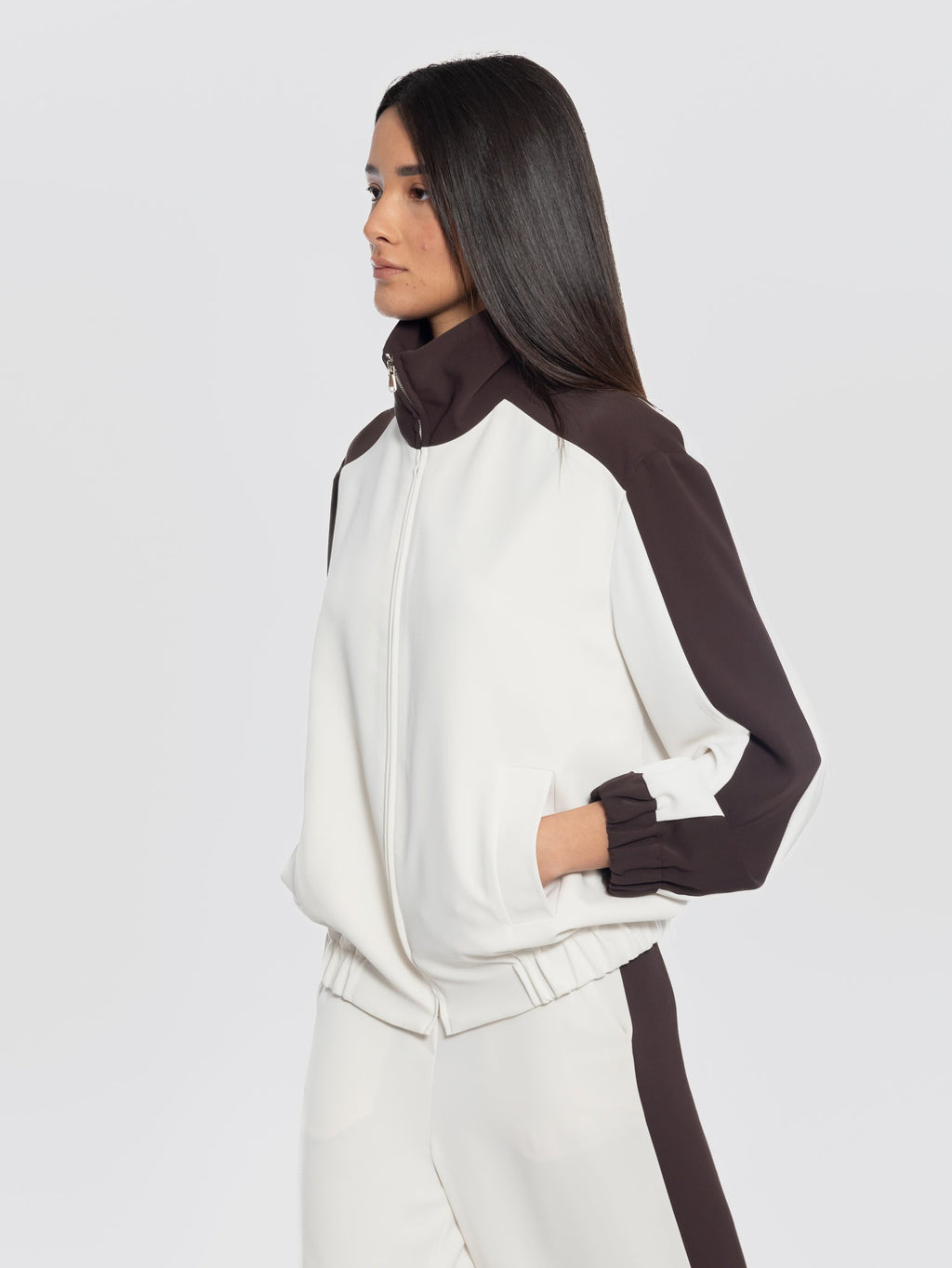 2026 New Arrival Giubbotto Bicolor in Cady Panna/Marrone
