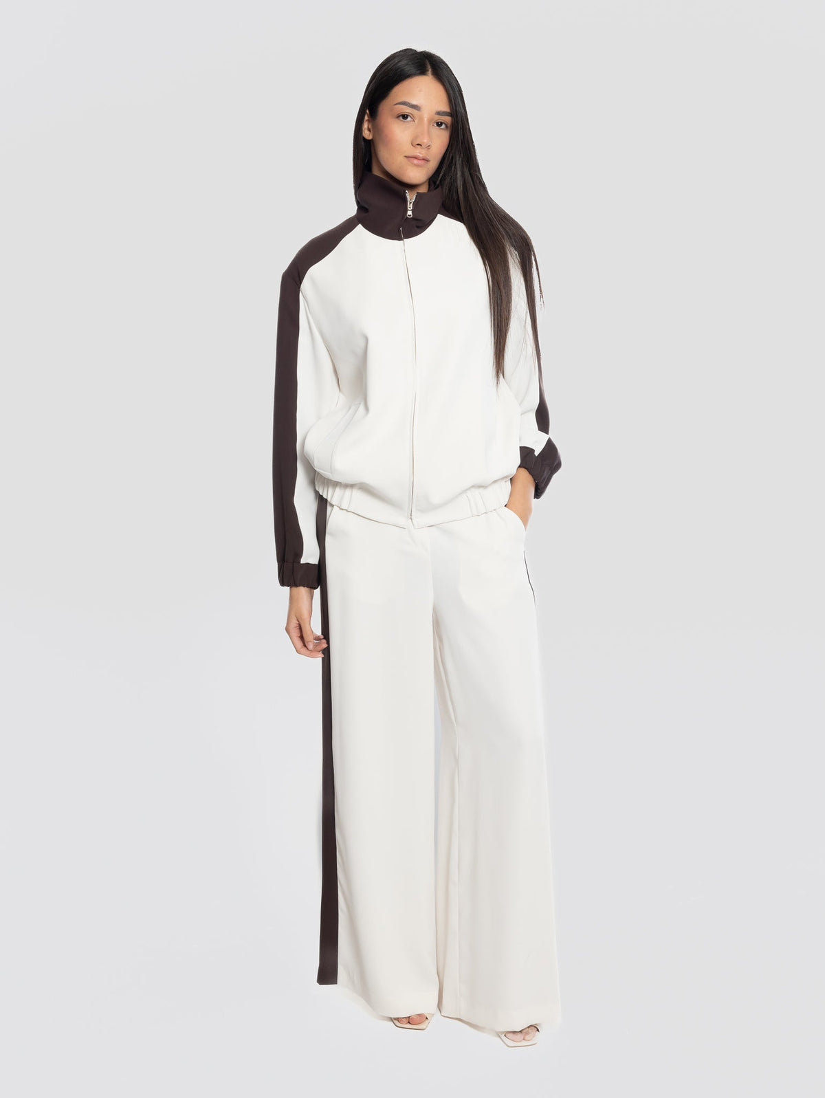 2026 New Arrival Giubbotto Bicolor in Cady Panna/Marrone