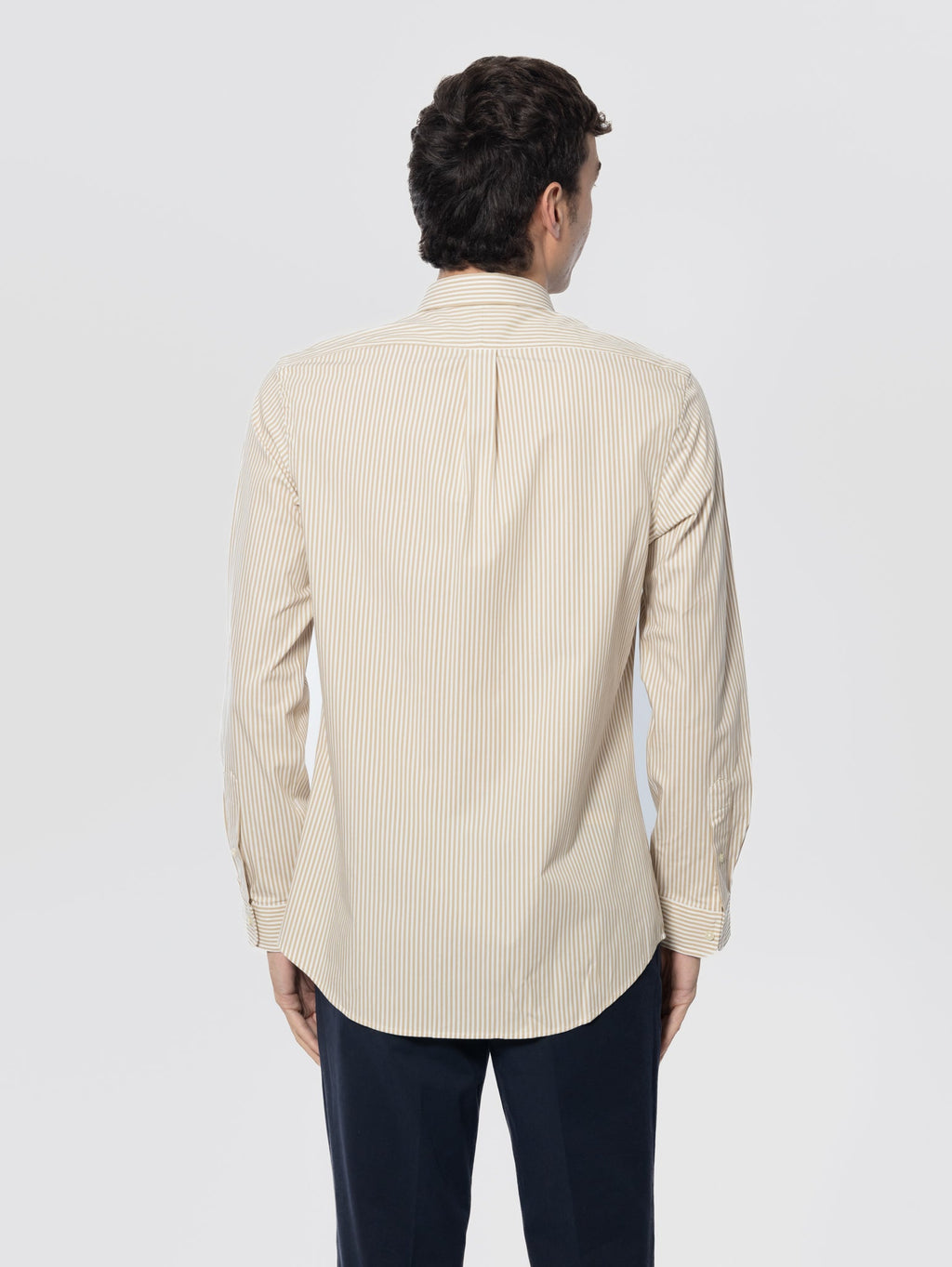 2026 New Arrival Camicia in Popeline Stretch a Righe Beige/Bianco