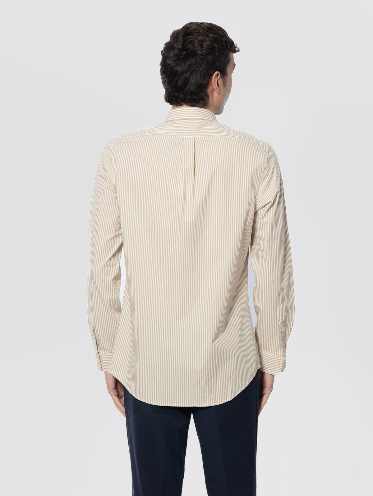 2026 New Arrival Camicia in Popeline Stretch a Righe Beige/Bianco