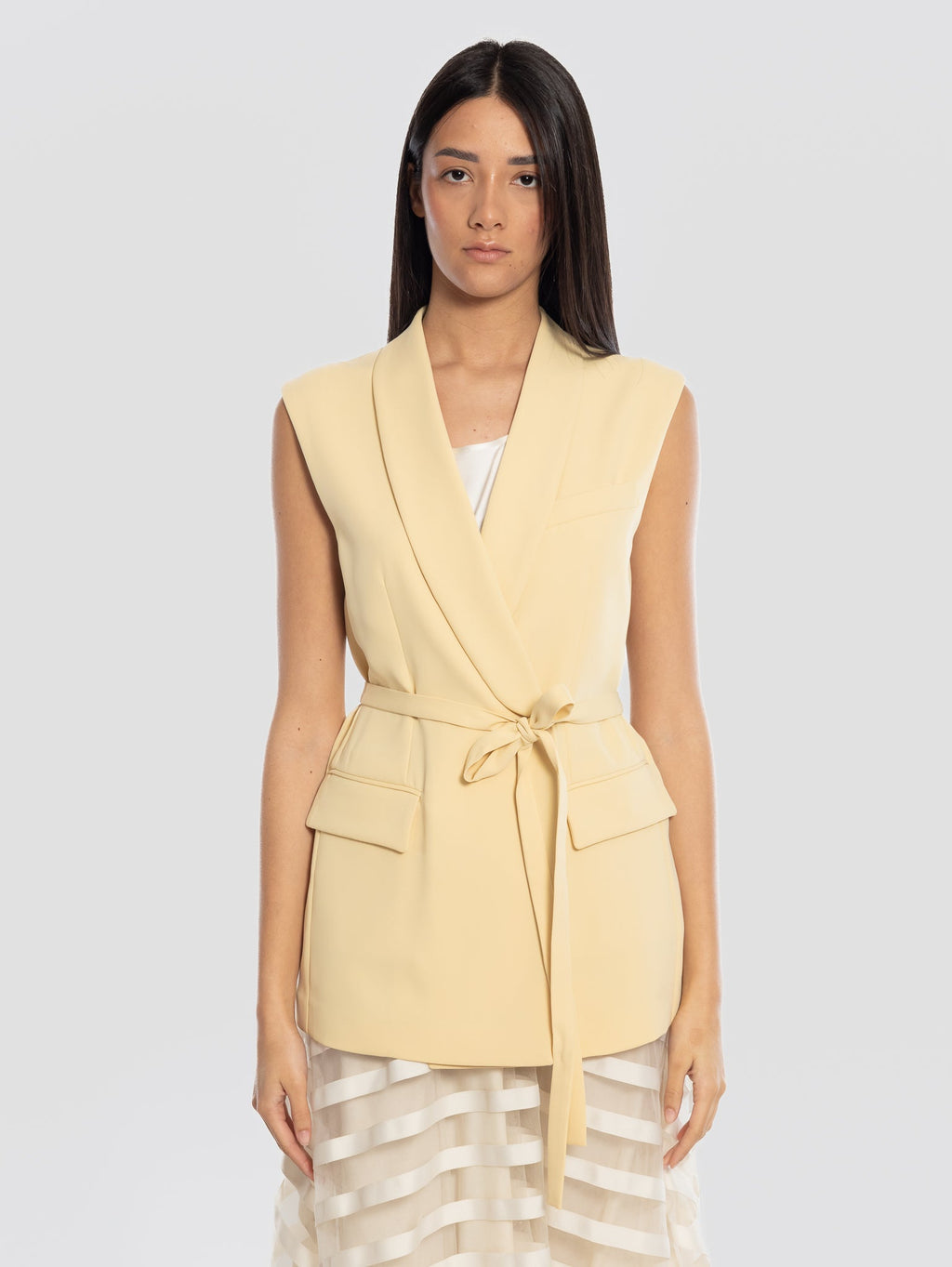 2026 New Arrival Gilet in Cady Doppiopetto Banana