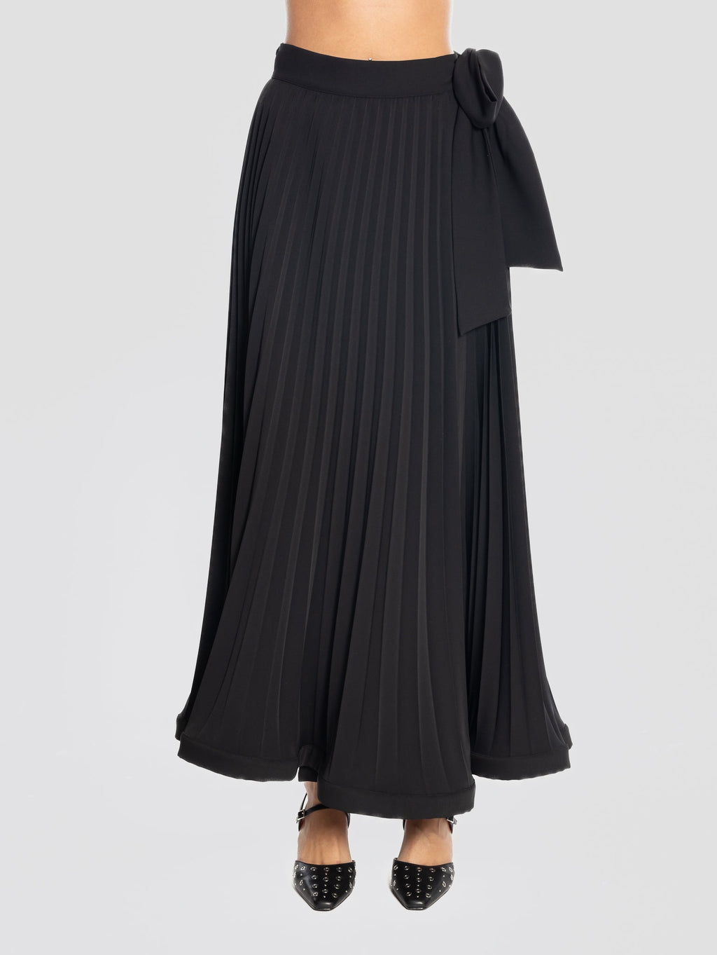 2026 New Arrival Gonna Lunga in Cady Plissé Soleil Nero