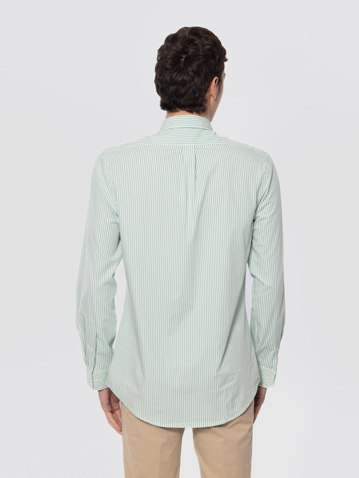 2026 New Arrival Camicia in Popeline Stretch a Righe Verde/Bianco