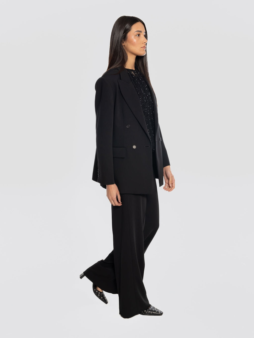 2026 New Arrival Pantaloni in Cady con Gamba Larga Nero