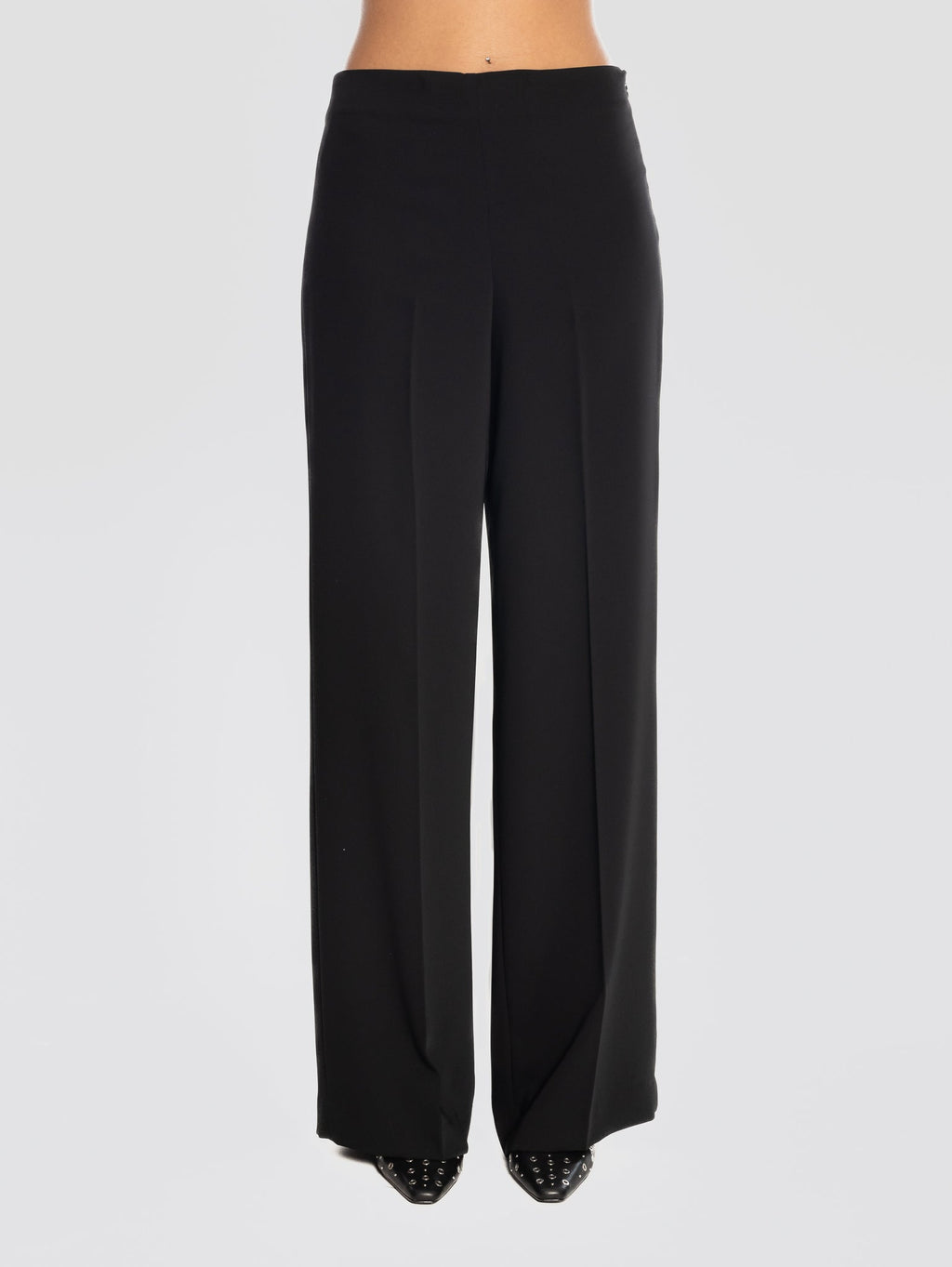 2026 New Arrival Pantaloni in Cady con Gamba Larga Nero