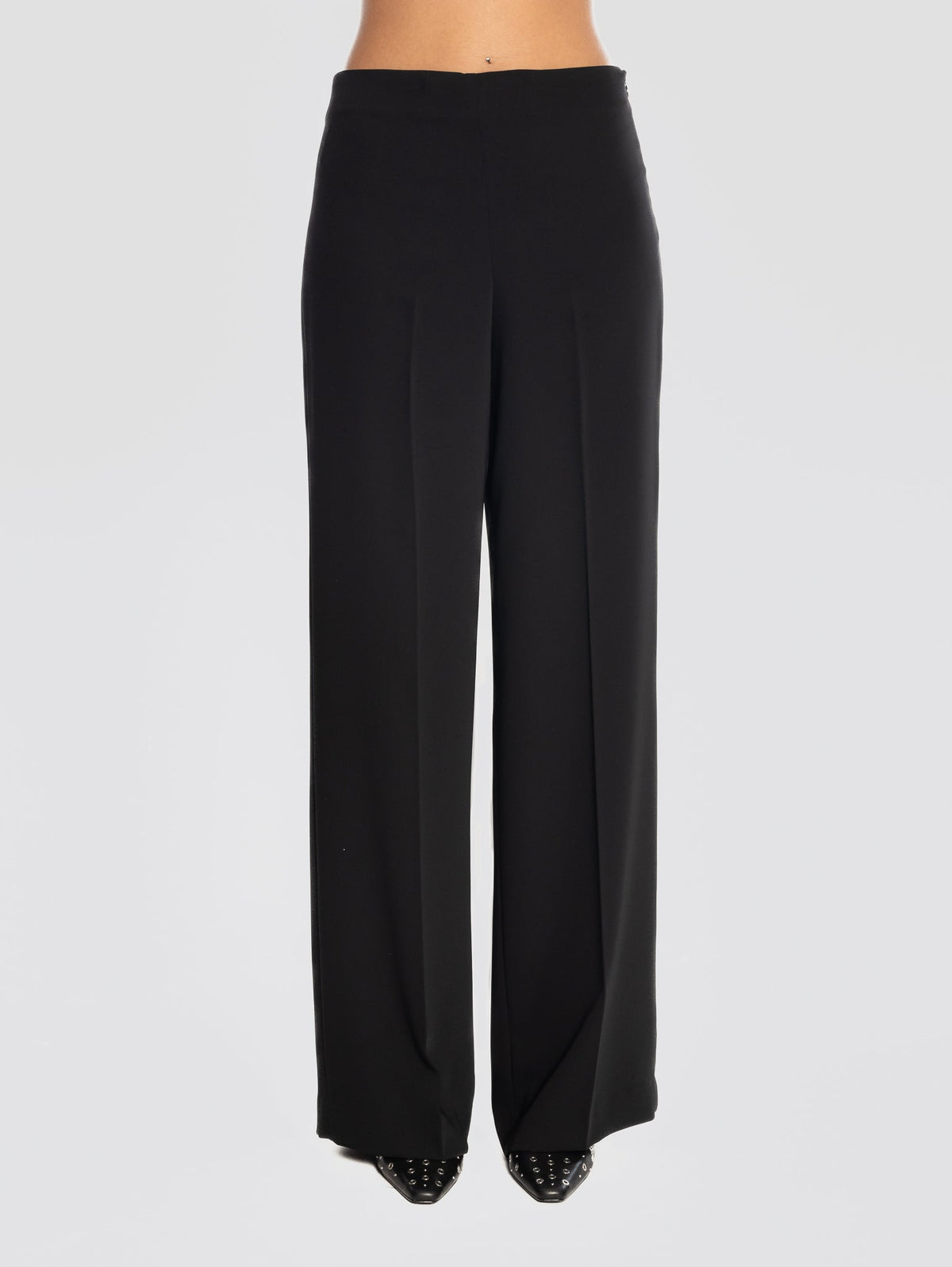 2026 New Arrival Pantaloni in Cady con Gamba Larga Nero