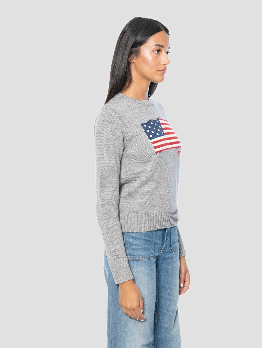 2026 New Arrival Maglione in Cotone con Ricamo Flag Grigio