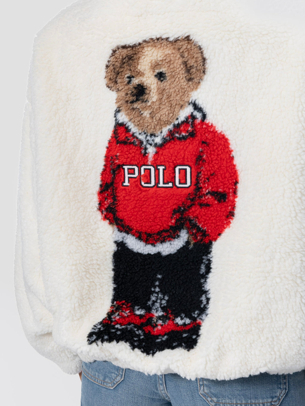 2026 New Arrival Pile a Pelo Alto con Ricamo Polo Bear Bianco