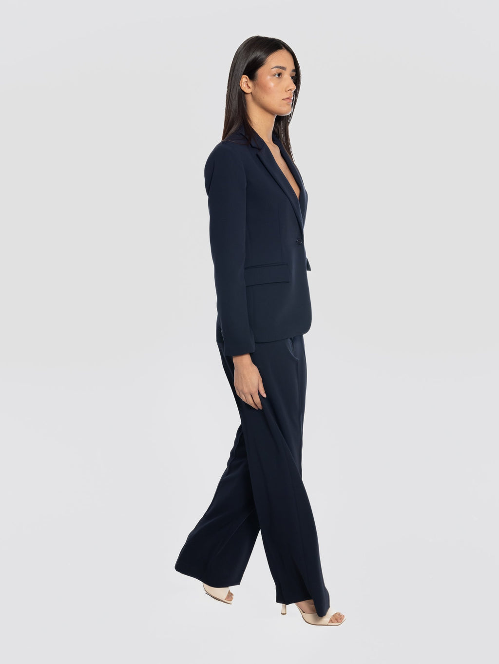 2026 New Arrival Pantaloni in Cady con Gamba Larga Blu