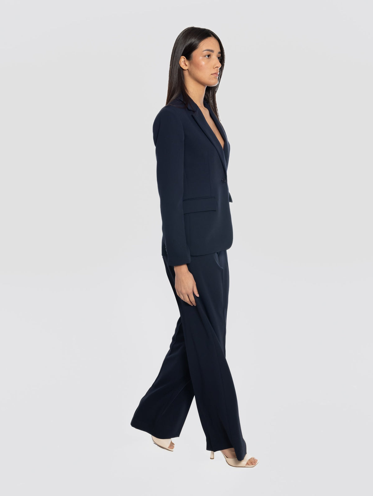 2026 New Arrival Pantaloni in Cady con Gamba Larga Blu