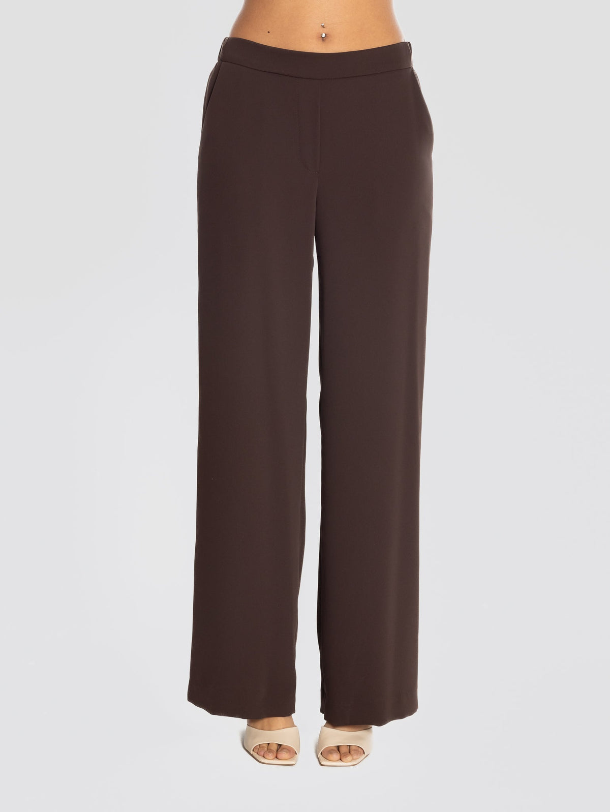 2026 New Arrival Pantaloni Palazzo in Cady Marrone