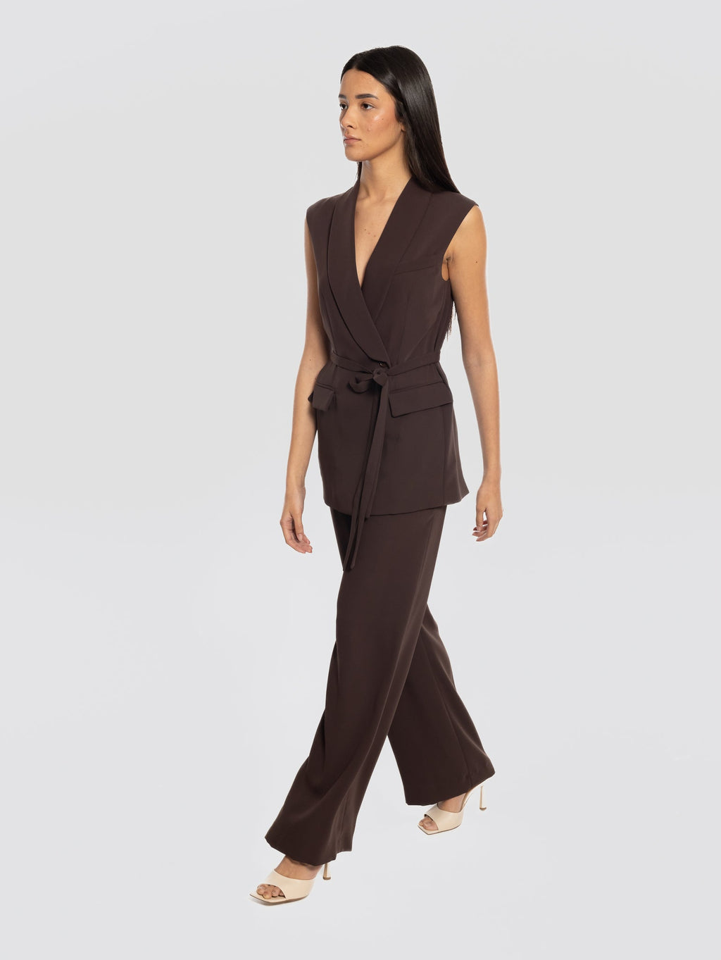 2026 New Arrival Pantaloni Palazzo in Cady Marrone
