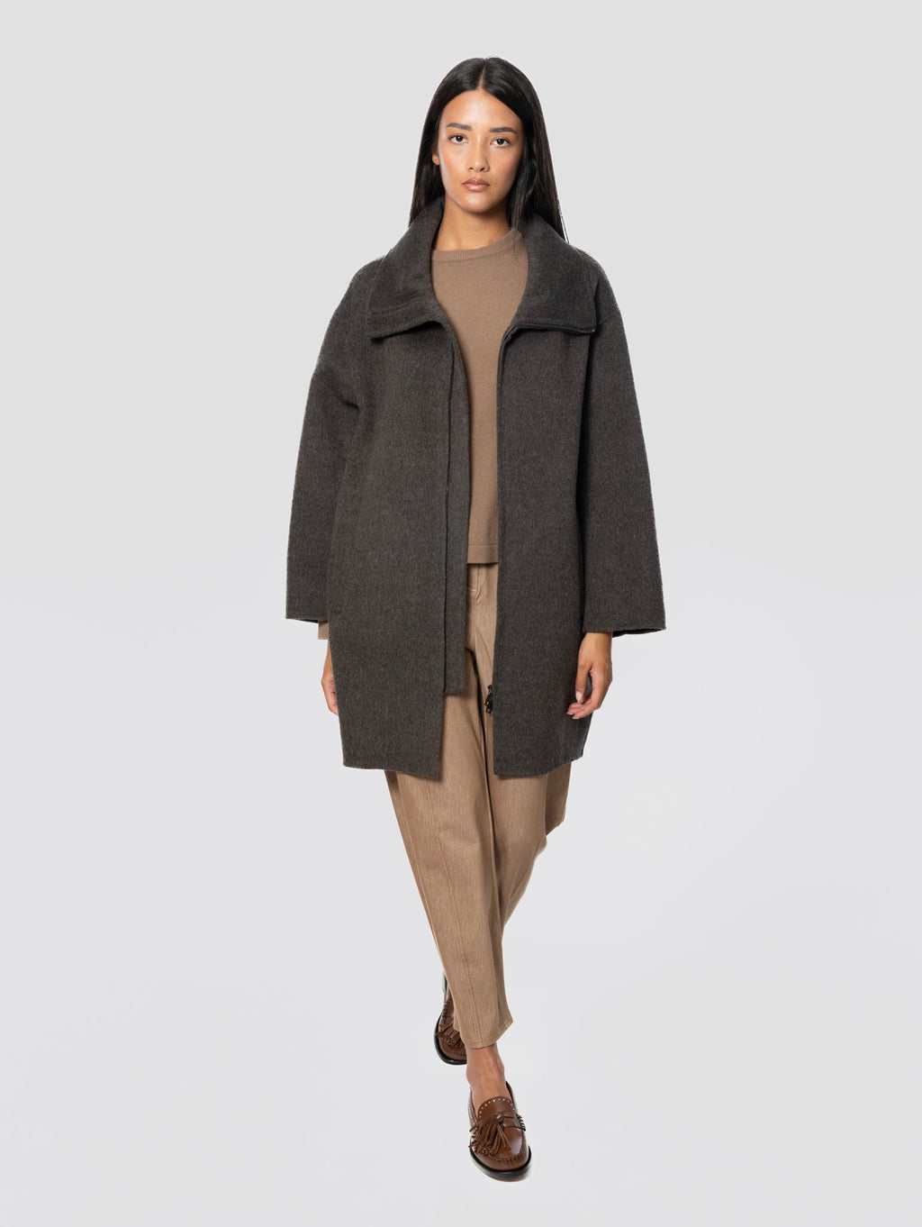 2026 New Arrival Cappotto Oversize in Lana Marrone