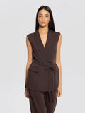 2026 New Arrival Gilet in Cady Doppiopetto Marrone