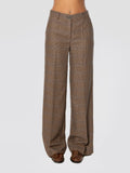 2026 New Arrival Pantaloni Gamba Dritta in Principe di Galles Marrone