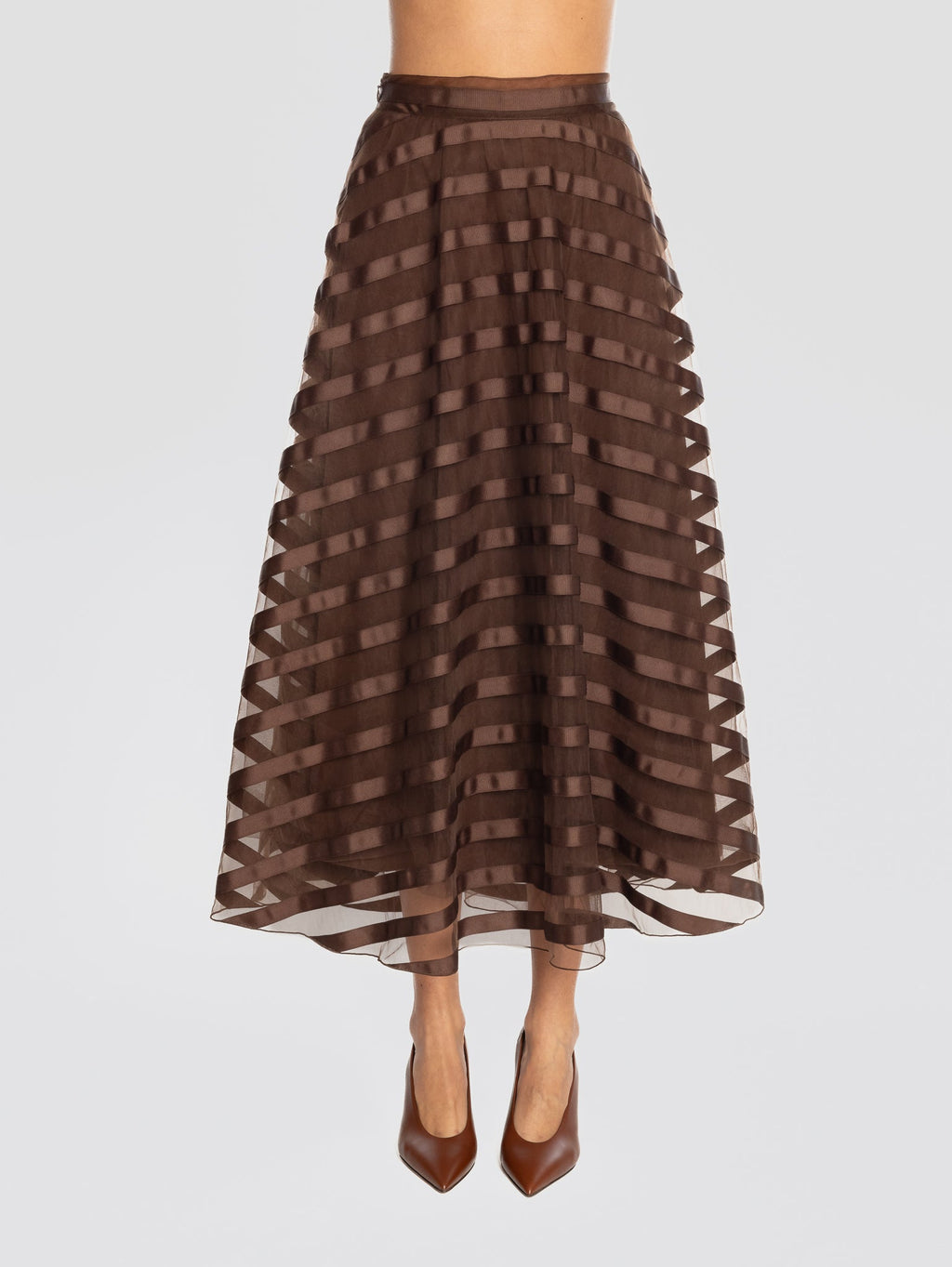 2026 New Arrival Gonna in Tulle Ricamato Marrone