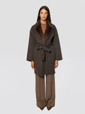 2026 New Arrival Cappotto con Cintura in Lana Marrone