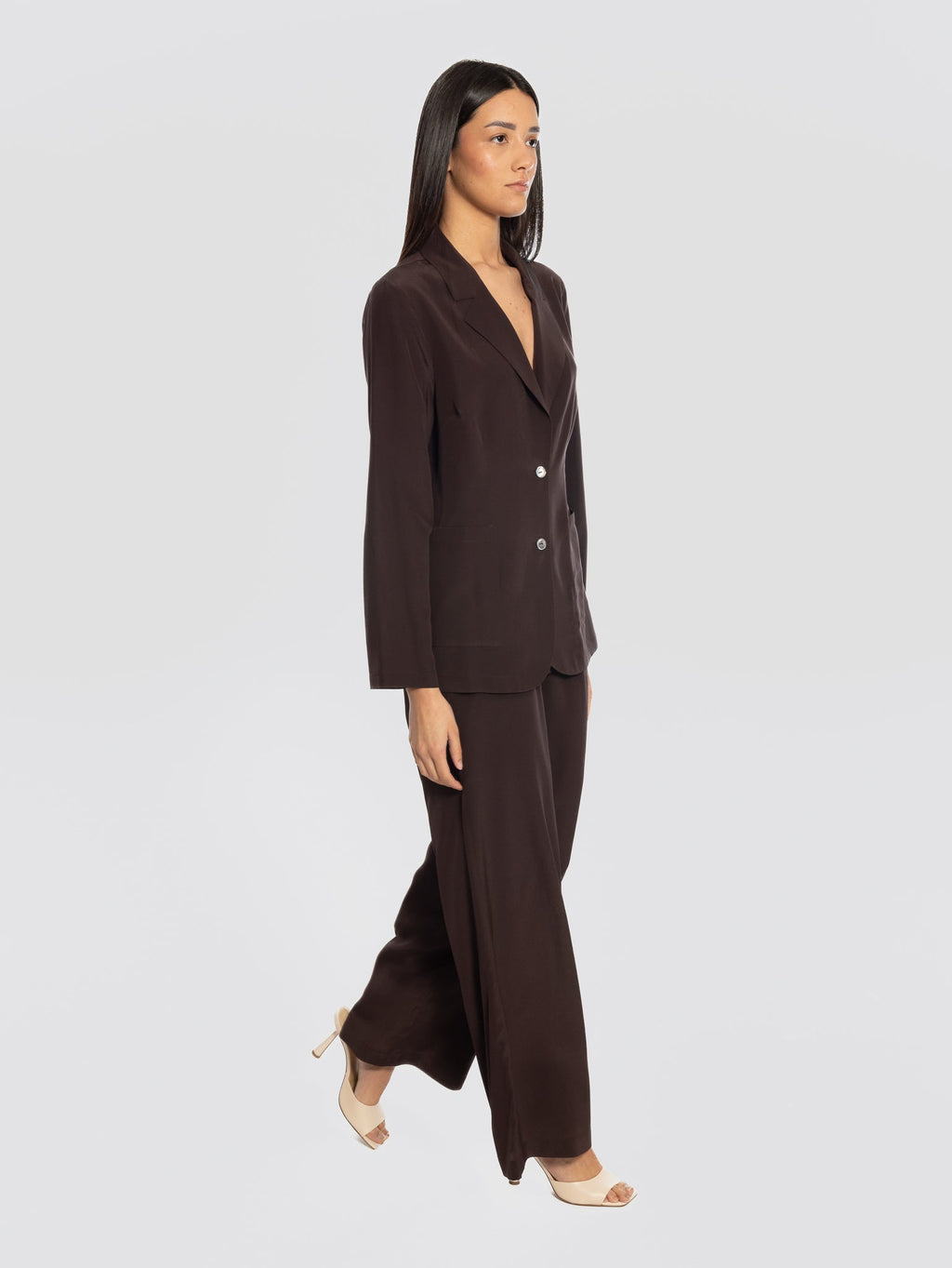 2026 New Arrival Pantaloni in Crepe de Chine in Seta Testa di Moro