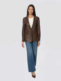 2026 New Arrival Giacca Blazer Mono Bottone in Pelle Marrone