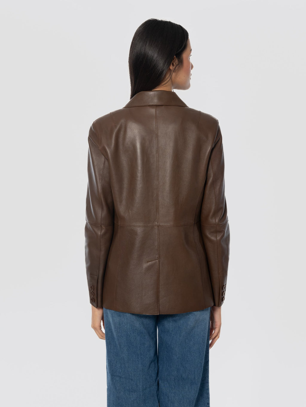 2026 New Arrival Giacca Blazer Mono Bottone in Pelle Marrone