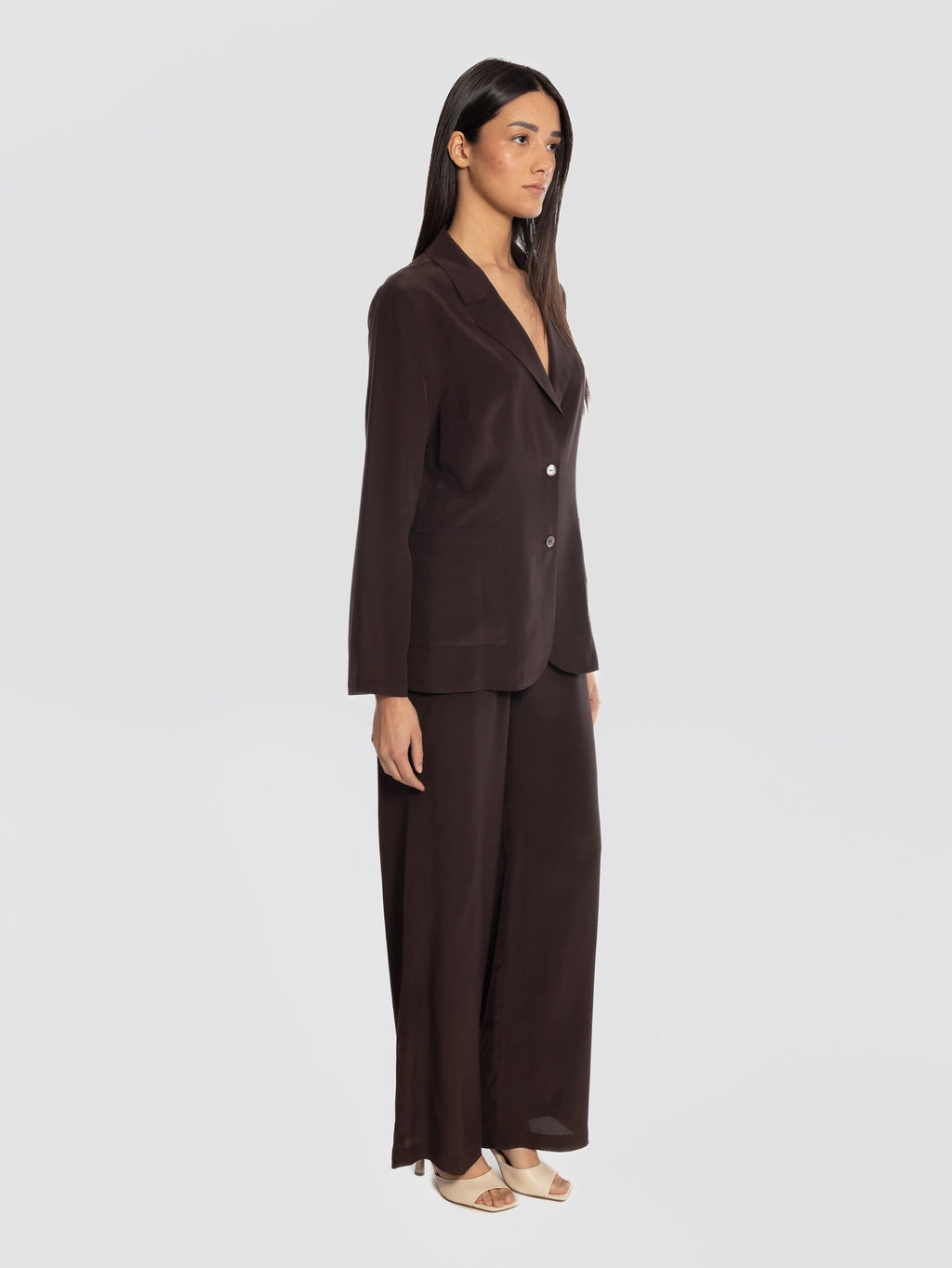 2026 New Arrival Giacca in Crepe de Chine in Seta Testa di Moro