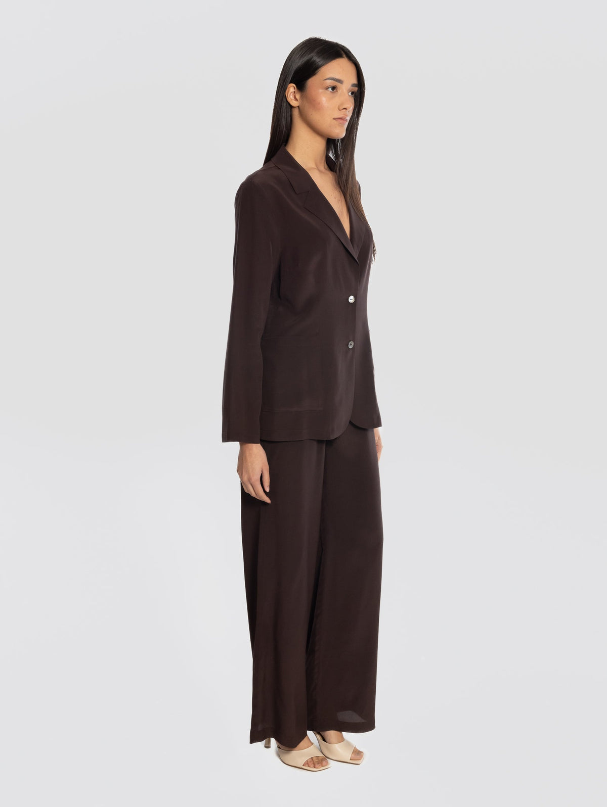 2026 New Arrival Giacca in Crepe de Chine in Seta Testa di Moro