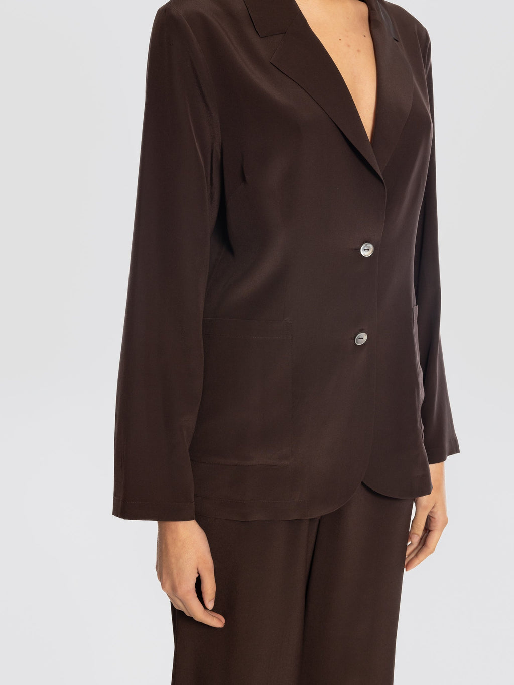 2026 New Arrival Giacca in Crepe de Chine in Seta Testa di Moro