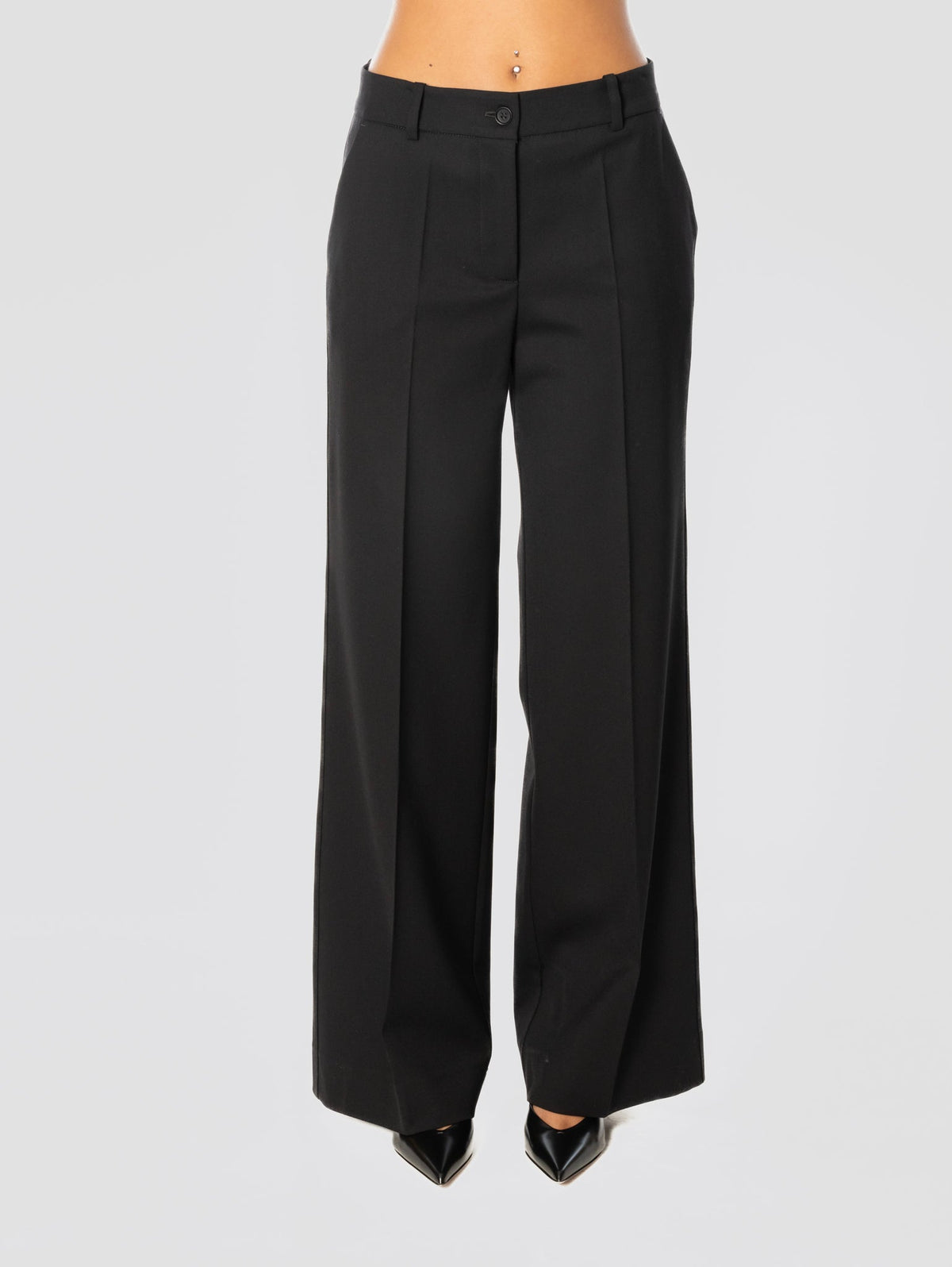 2026 New Arrival Pantaloni Palazzo in Fresco Lana Nero
