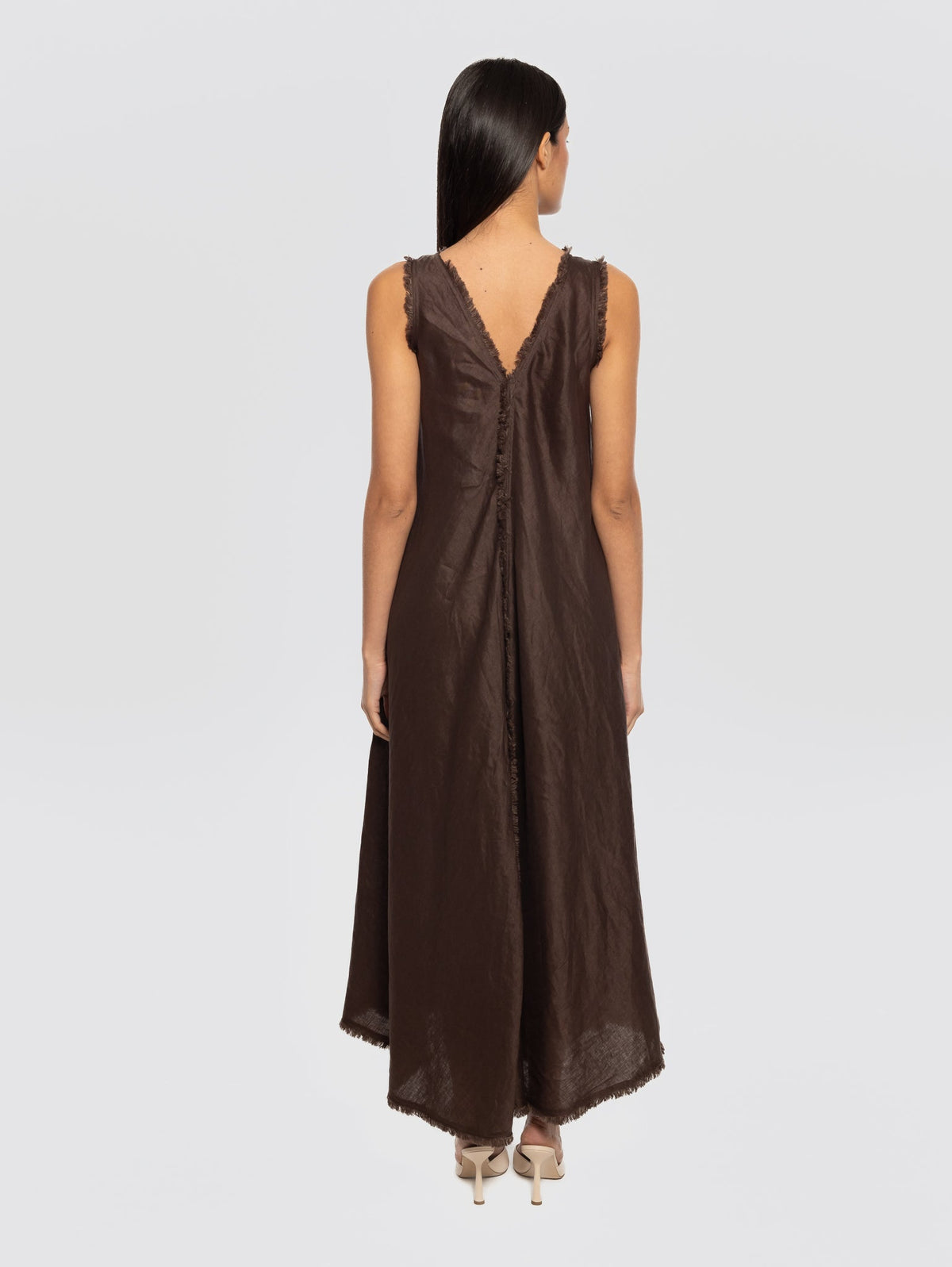2026 New Arrival Abito in Lino con Scollo a V Testa di Moro