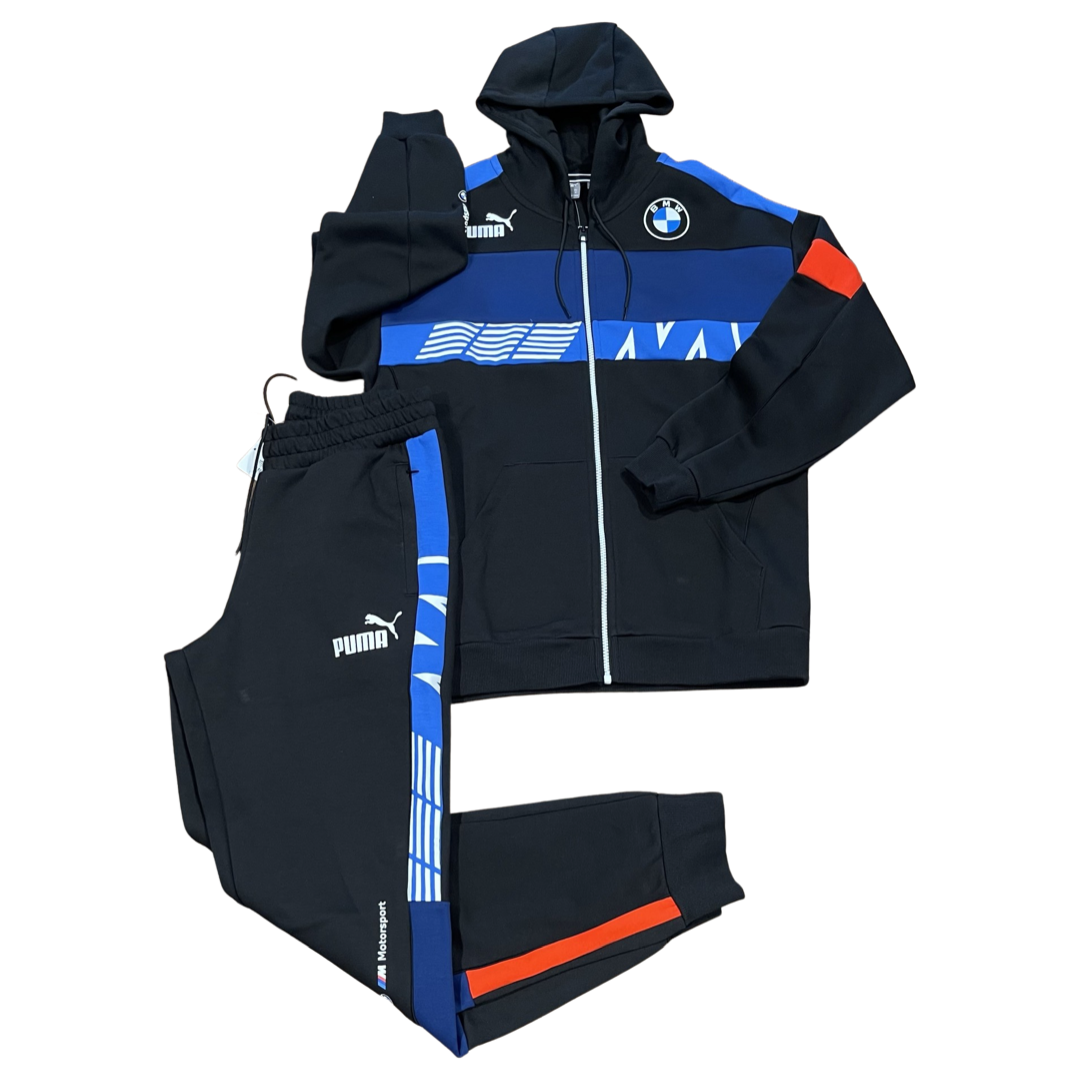Top Seller Puma BMW MMS SDS  FULL-ZIP HOODED SWEATSUIT Men’s - BLACK ROYAL