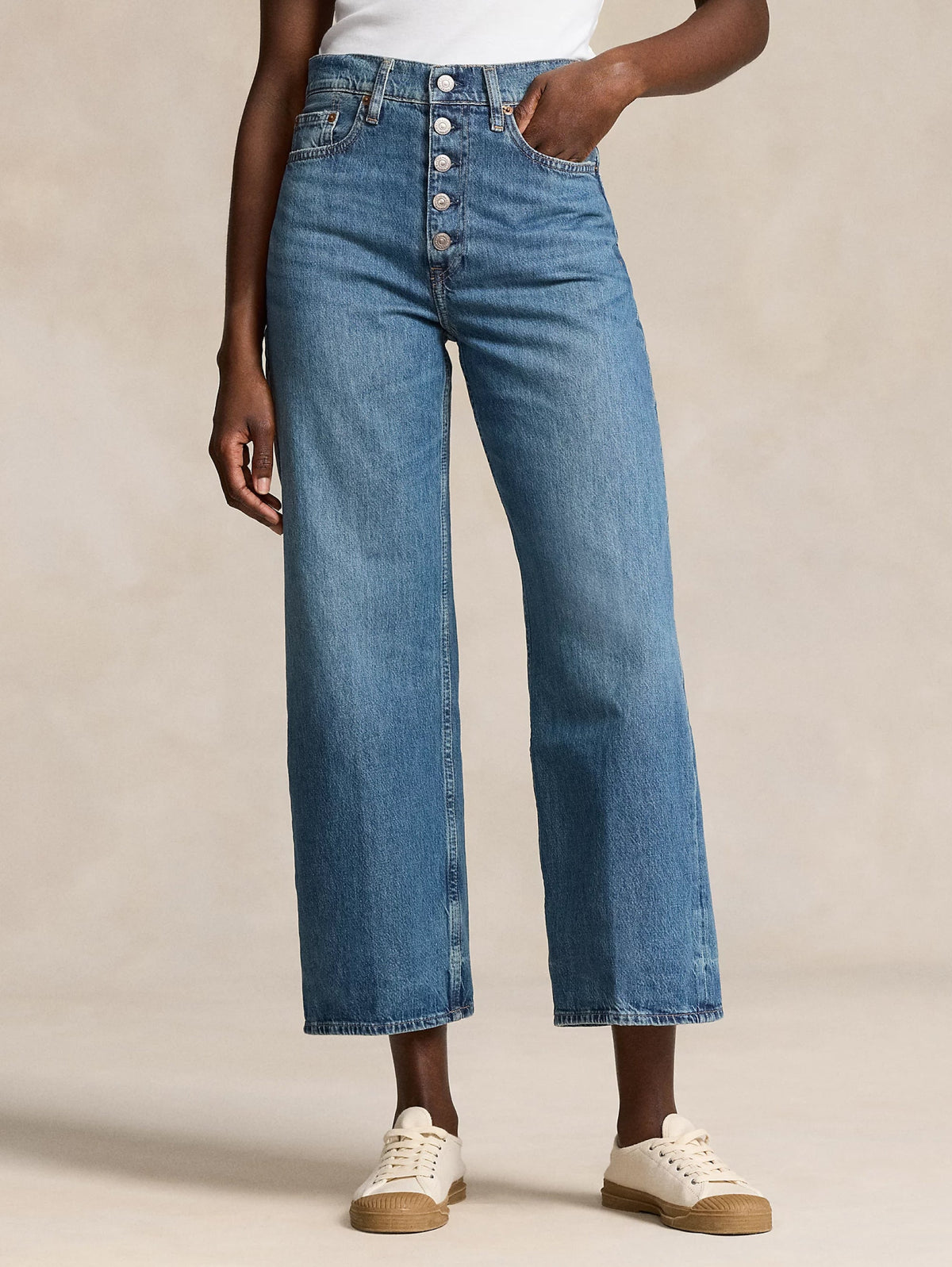 2026 New Arrival Jeans Vita Alta e Gamba Larga Denim Medio