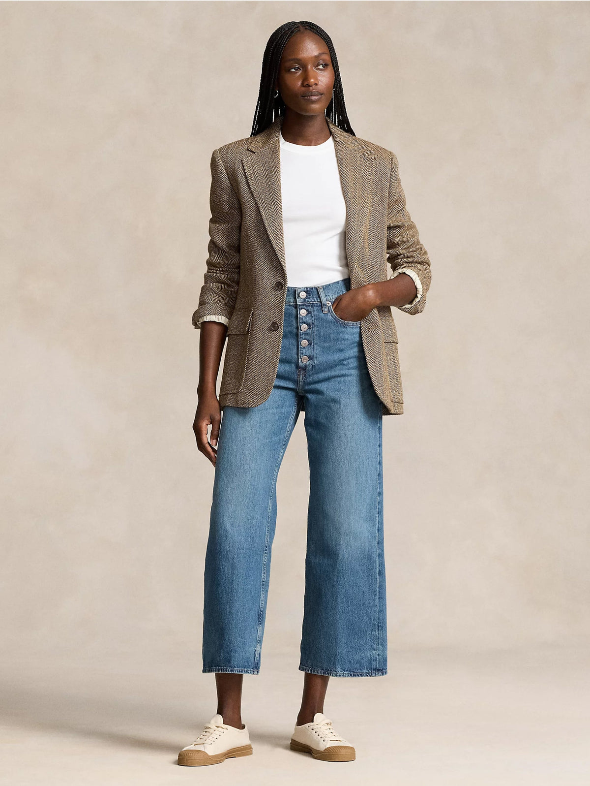 2026 New Arrival Jeans Vita Alta e Gamba Larga Denim Medio