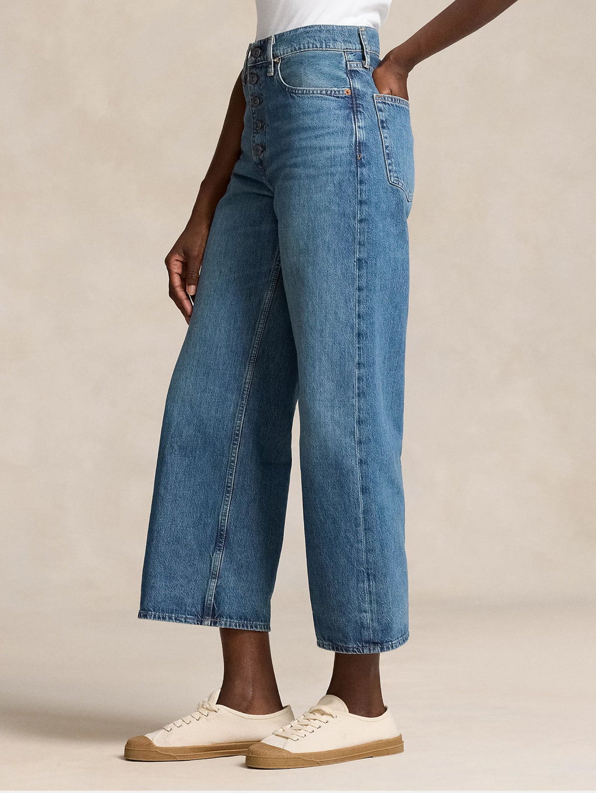 2026 New Arrival Jeans Vita Alta e Gamba Larga Denim Medio