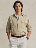2026 New Arrival Camicia in Twill con Tasche Applicate Khaki