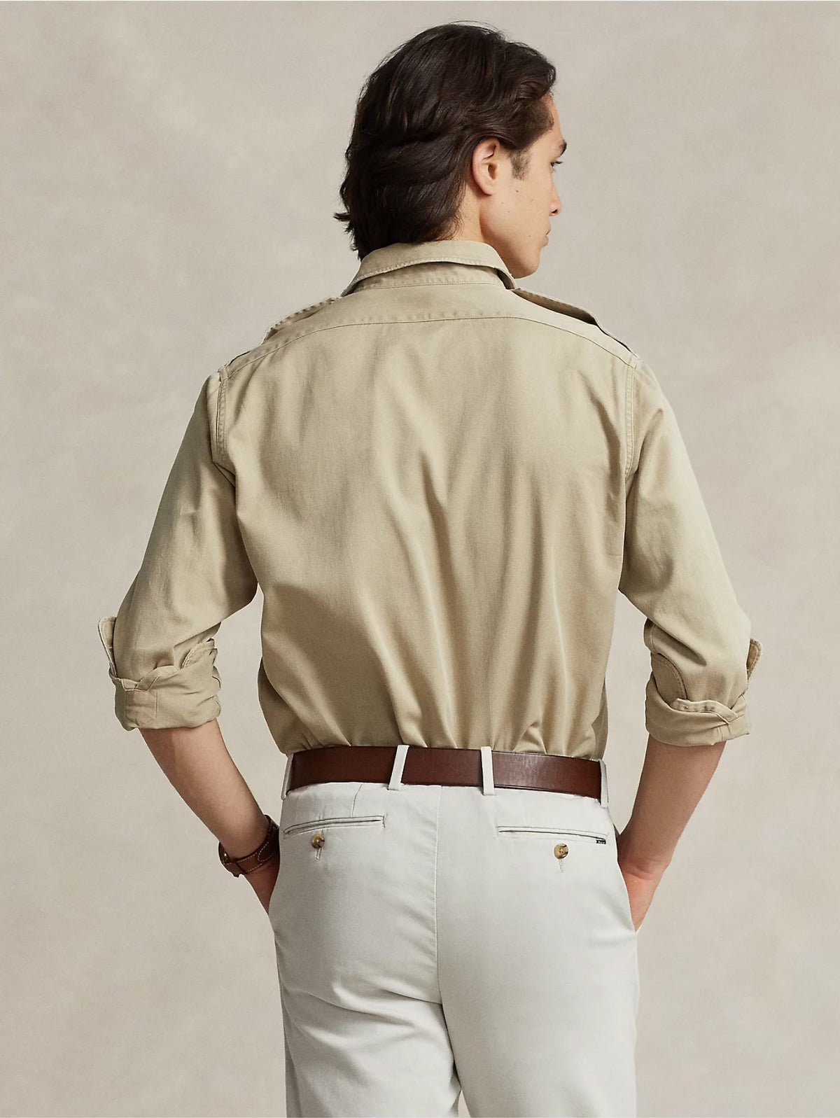 2026 New Arrival Camicia in Twill con Tasche Applicate Khaki