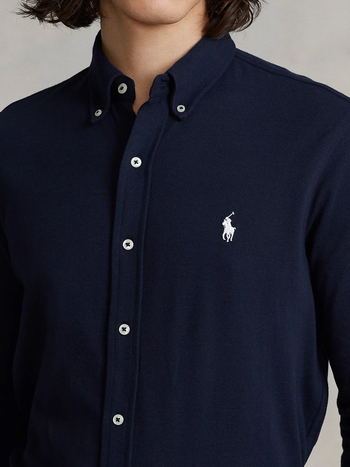 2026 New Arrival Camicia in Piqué di Cotone Blu