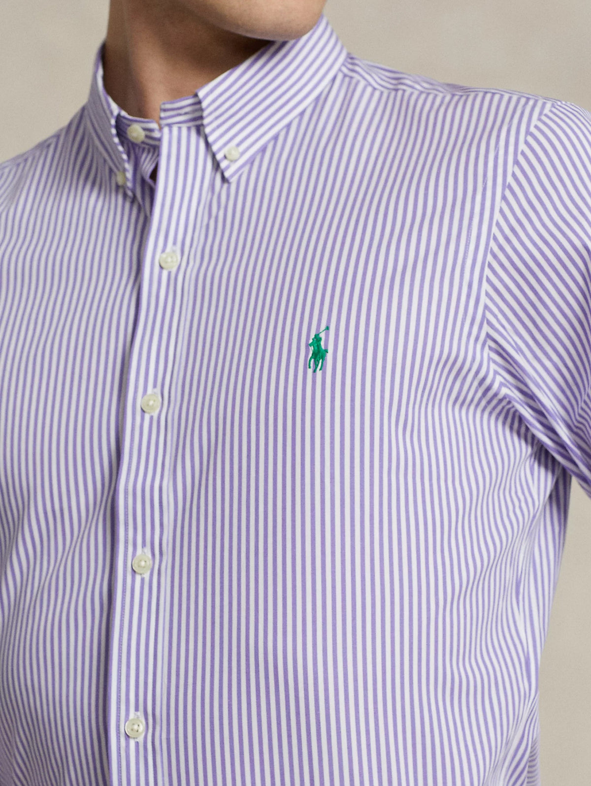 2026 New Arrival Camicia in Popeline Elasticizzato a Righe Lavanda/Bianco