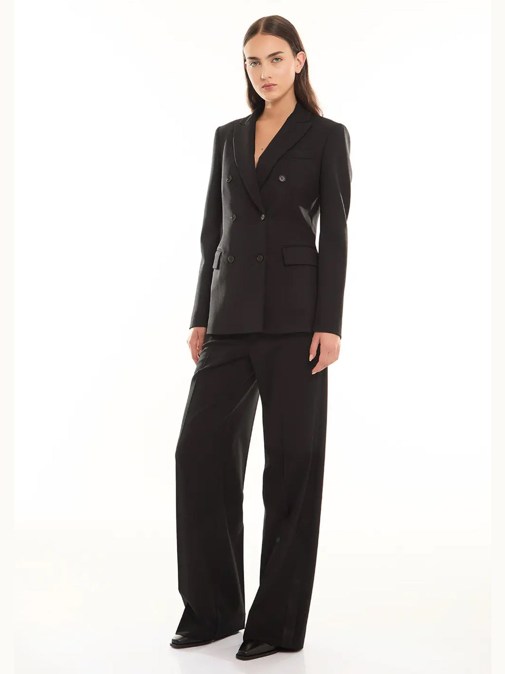 2026 New Arrival Giacca Doppio Petto in Fresco Lana Nero