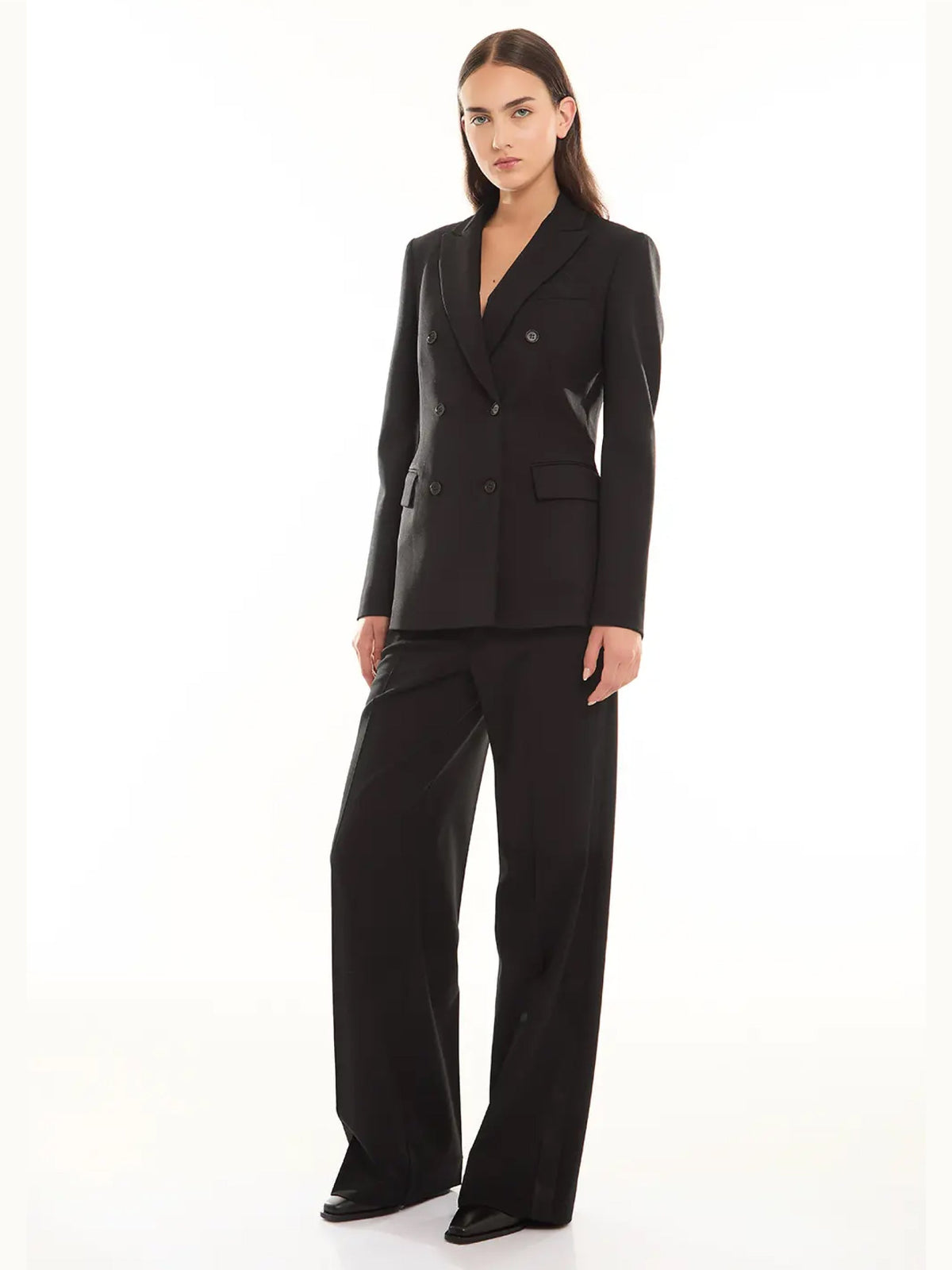 2026 New Arrival Giacca Doppio Petto in Fresco Lana Nero