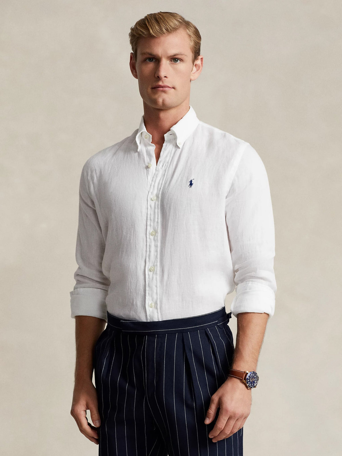 2026 New Arrival Camicia in lino Slim Fit Bianco