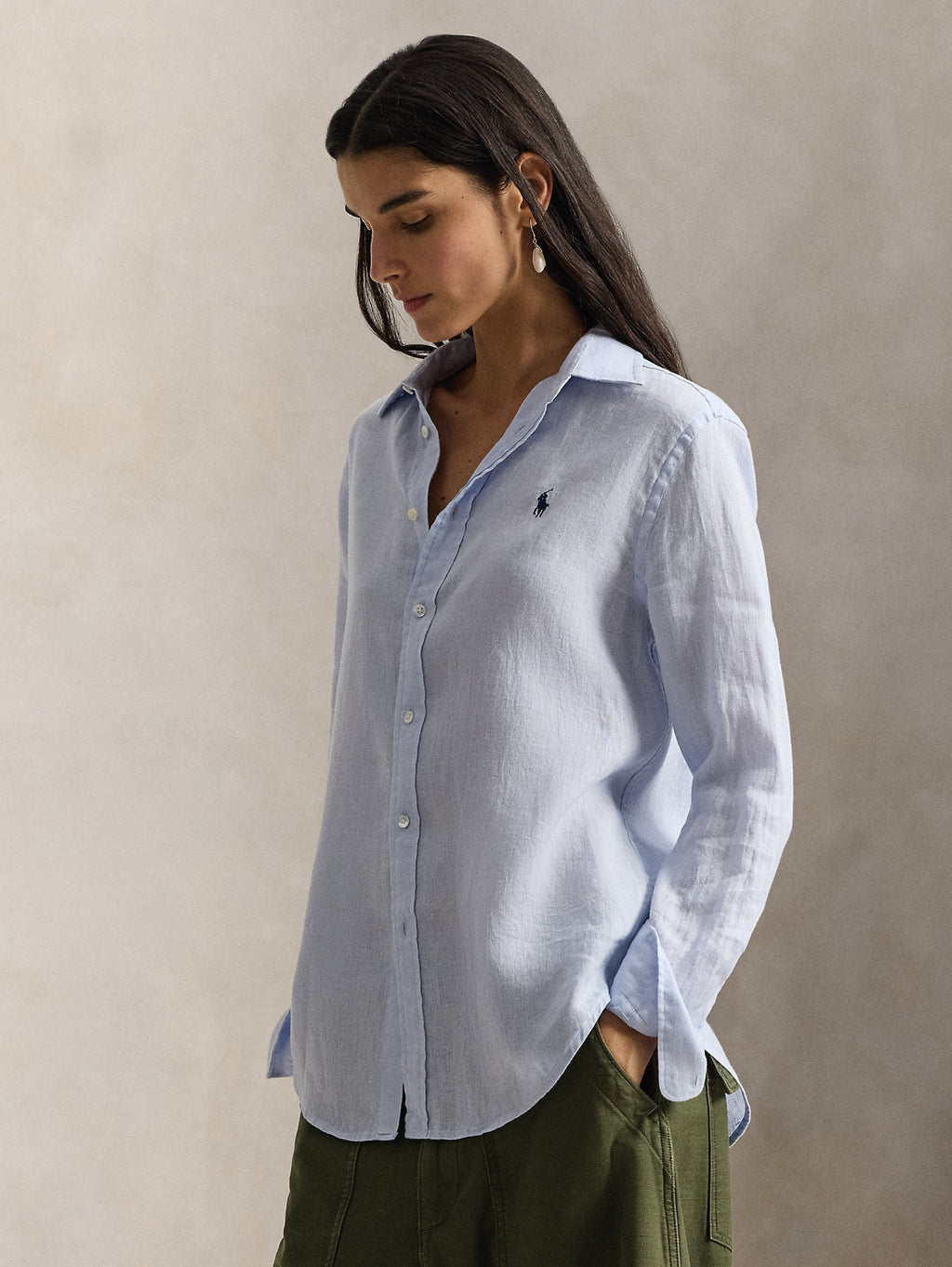 2026 New Arrival Camicia Classic Fit in Lino Celeste